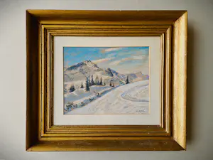 AcheterNiet of onleesbaar gesigneerd - omstreeks 1930 geschilderde gemengde techniek "winterlandschap" in mooie lijst? Enchérissez de 10!