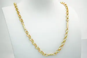 72 - Lange 18 krt geel-gouden zg. "Jasseron" ketting - met staafjes - massief kopen? Bied vanaf 2030!