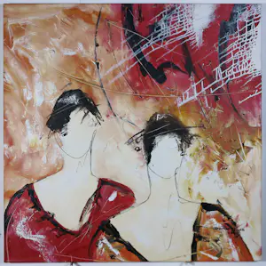 Dario Bosa - Acryl op doek, Drie figuren kopen? Bied vanaf 100!