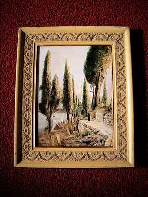 Nikos Xenos - Grieks impressionist - olieverf - "Op weg naar Kos aan Egeïsche Zee" gesigneerd verkocht voor € 10!