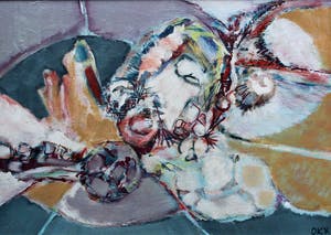 Kees Okx - olieverf op doek: compositie kopen? Bied vanaf 299!