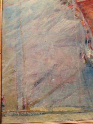 Karin Campfens - moeder in luie fauteuil op balcon kopen? Bied vanaf 880!