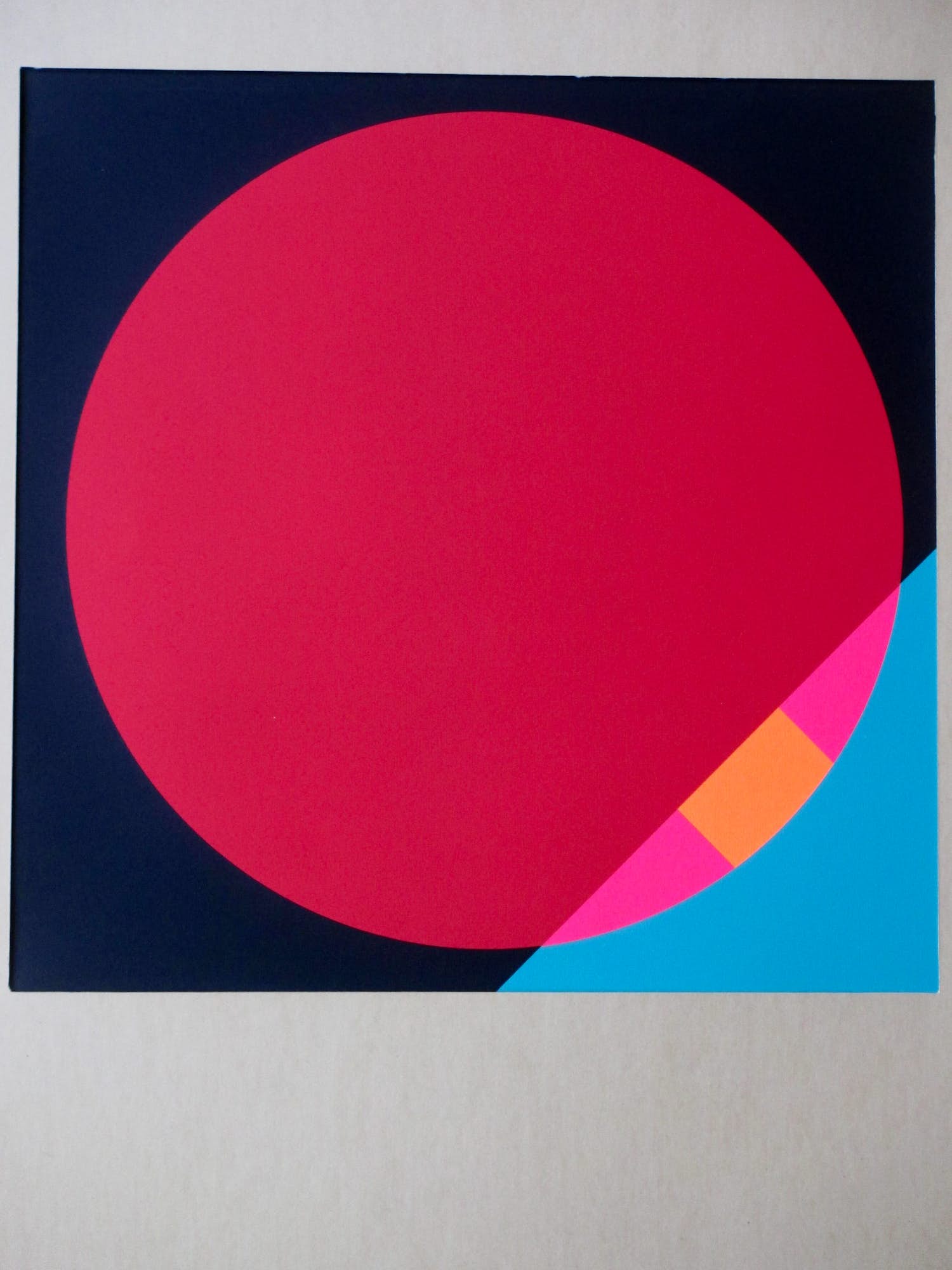 Eugenio Carmi - Compositie met rode cirkel - Zeefdruk verkocht voor € 40!