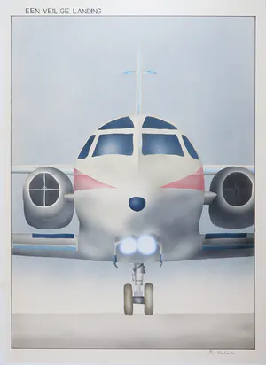 Theo Wolters - Airbrush op papier, Een veilige landing kopen? Bied vanaf 1!