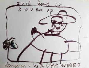 Herman Brood - tekening: Zuid komt er boven op, ingelijst verkocht voor € 169!