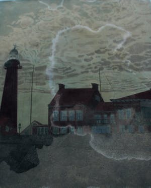 Sees Vlag - Zeefdruk: Vuurtoren Scheveningen- 1968 kopen? Bied vanaf 1!