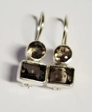 Nieuwe zilveren Oorbellen met gefacetteerde rookkwarts: kopen? Bied vanaf 65!