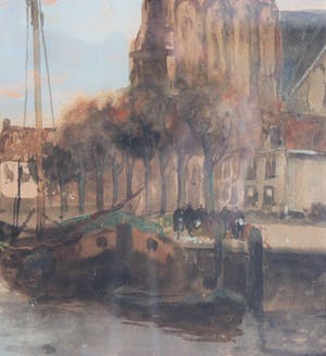 Adriaan Terhell - Zicht op de haven te Dordrecht kopen? Bied vanaf 150!