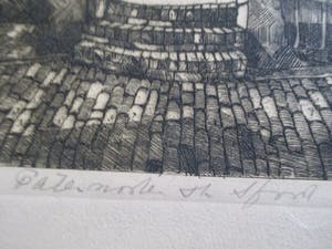 Willem van Dam - Grote ets "Oude huizen aan de Paternoster.." kopen? Bied vanaf 40!