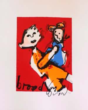 Herman Brood - Kleurenzeefdruk MOEDER en KIND Handgesigneerd verkocht voor € 215!