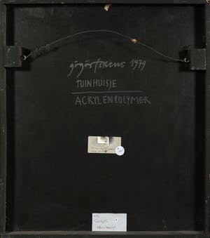 Ferenc Gogos - Acryl en polymer op paneel, Tuinhuisje - Ingelijst kopen? Bied vanaf 250!