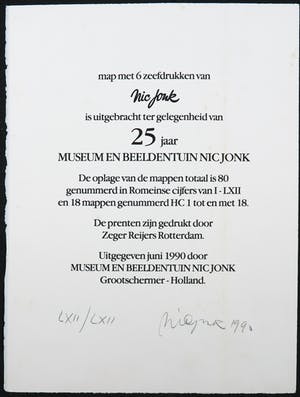 Nic Jonk - Potfolio met zes zeefdrukken kopen? Bied vanaf 1!