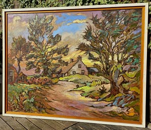 Sebo Detmers - Aan het Damsterdiep, olieverf op doek (best groot, ingelijst) kopen? Bied vanaf 300!