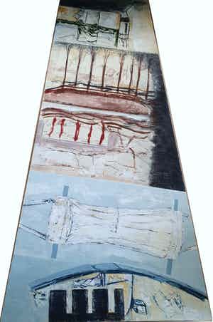 Miguel Ybanez - Schilderij: Abstracte compositie in trapezium vorm (zeer groot) verkocht voor € 1!