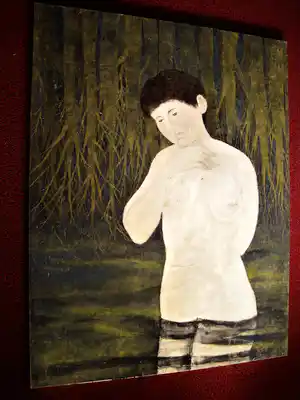 Kumi Kuwamura - Monumentaal (+1meter) schilderij "Naakt in lauw water" gesigneerd verkauft für € 150!