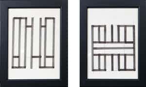 Siep van den Berg - Lot van twee abstracte composities - Ingelijst verkocht voor € 35!