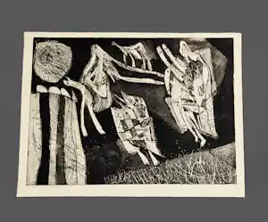 Hannes Postma - Grote zwart wit Ets Aquatint - 1963 - bewoonde grens" zeer kleine oplage (5/12) kaufen? Bieten Sie von 46!