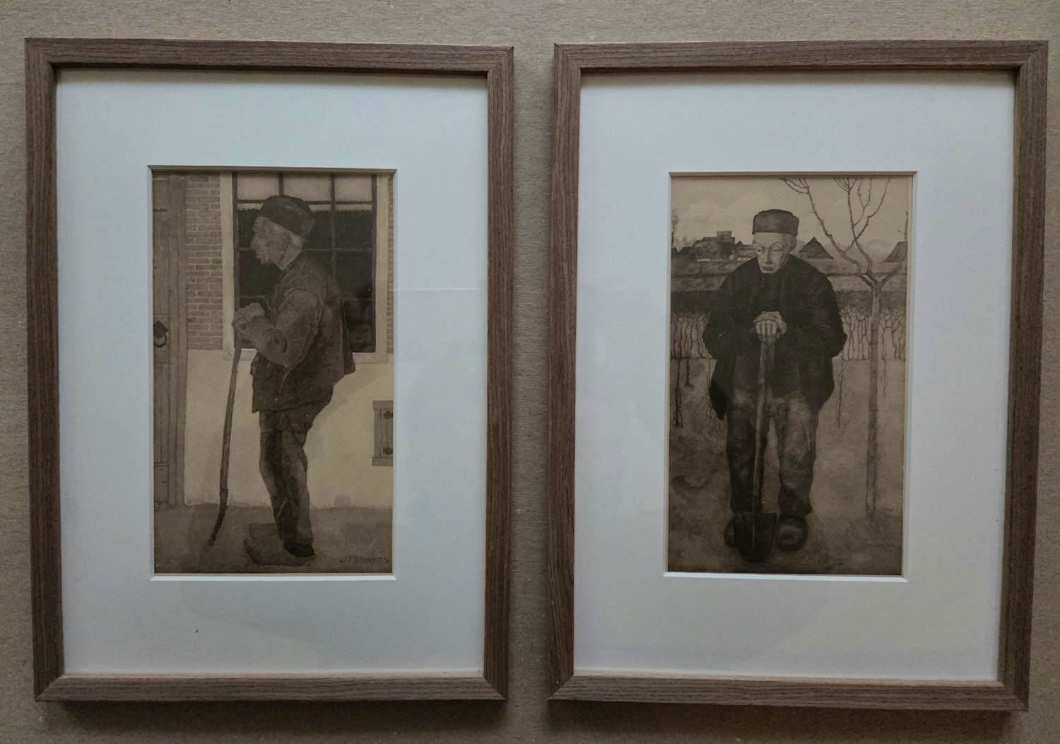 Jan Mankes - Twee maal boerenknecht. Ingelijst. kopen? Bied vanaf 20!