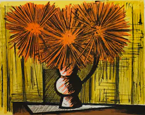 Bernard Buffet - Dahlias sur fond jaune, 1965. Lithografie. kopen? Bied vanaf 25!