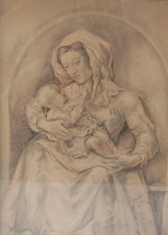 Martinus Leonardus Middelhoek - Tekening Madonna met kind - 1940 kopen? Bied vanaf 1!