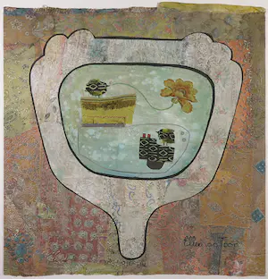 Ellen van Toor - Gemengde techniek/Collage, Geluksspiegel I - Ingelijst (Groot formaat) kopen? Bied vanaf 70!