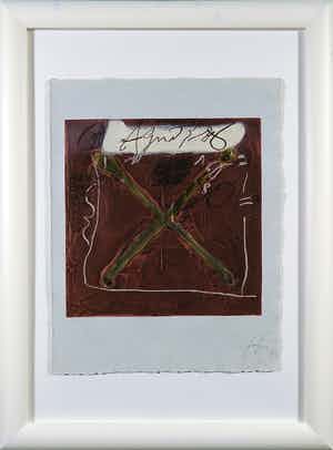 Antoni Tapies - Carborundum, Zonder titel - Ingelijst verkocht voor € 1!