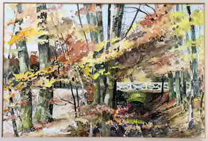 Johan Hendrik Gelink - herfstlandschap Buurse | aquarel - ingelijst verkauft für € 39!