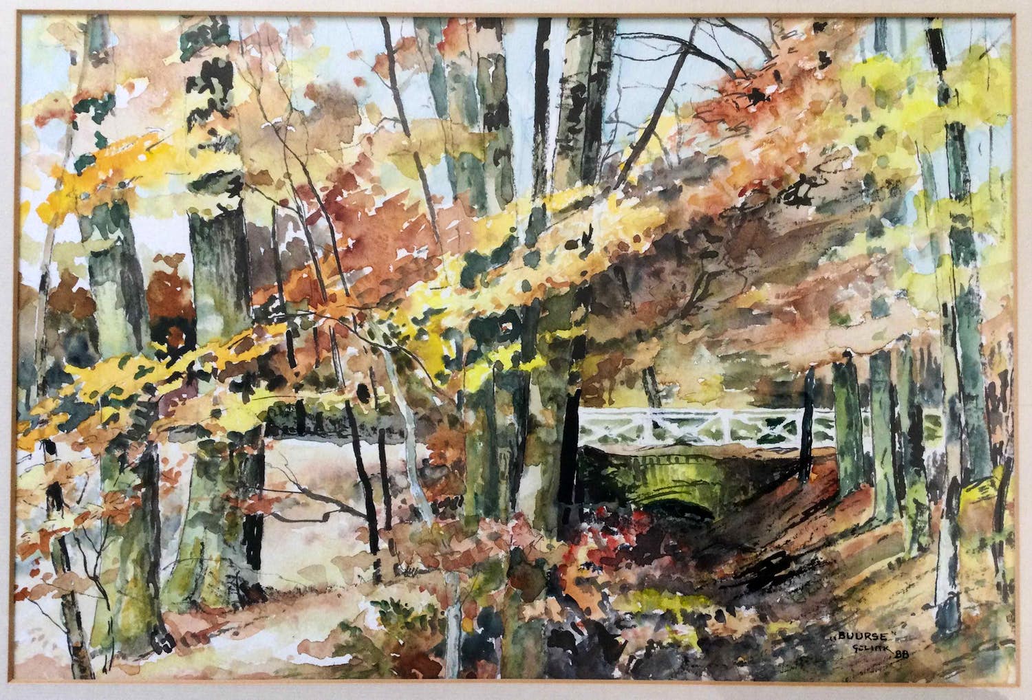 Johan Hendrik Gelink - herfstlandschap Buurse | aquarel - ingelijst verkocht voor € 39!