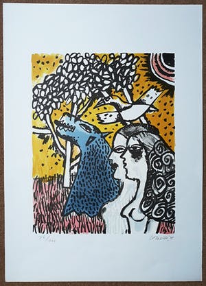 Corneille - Le chien bleu, zeefdruk kopen? Bied vanaf 175!