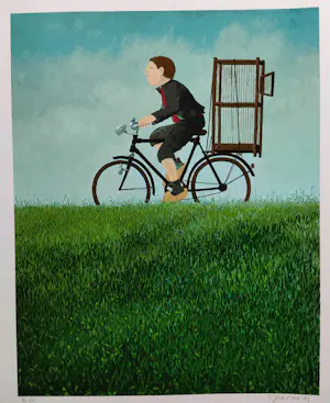 Dolf Zwerver - Fietser met vogelkooi kopen? Bied vanaf 200!