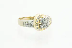 44 - Chique gouden 14Krt  GESP ring met ca 0.27 crt briljant geslepen diamant. kopen? Bied vanaf 260!