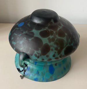 Niet of onleesbaar gesigneerd - Art Deco gemarmerde satijn glazen hangplanter kopen? Bied vanaf 1!