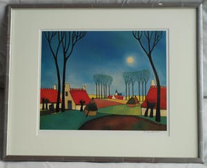 Toon Tieland - Handgesigneerde prent , “Volle Maan” - ingelijst – ca 1990 kopen? Bied vanaf 1!