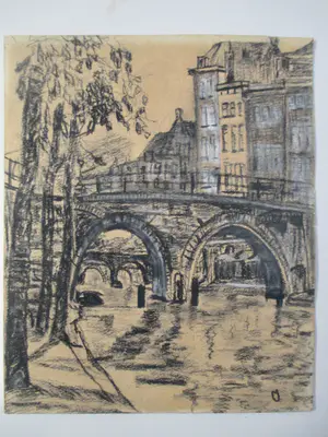 Niet of onleesbaar gesigneerd - 10 x ets/litho/tekening div. kunstenaars Stadsgezicht oa Minderman kopen? Bied vanaf 1!