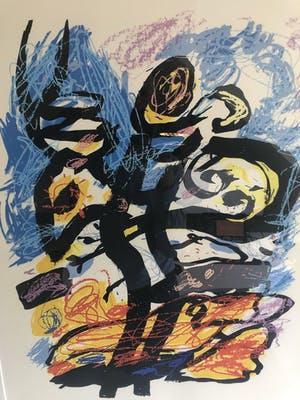 Kees Salentijn - Litho zonder titel - ingelijst met passe partout kopen? Bied vanaf 30!