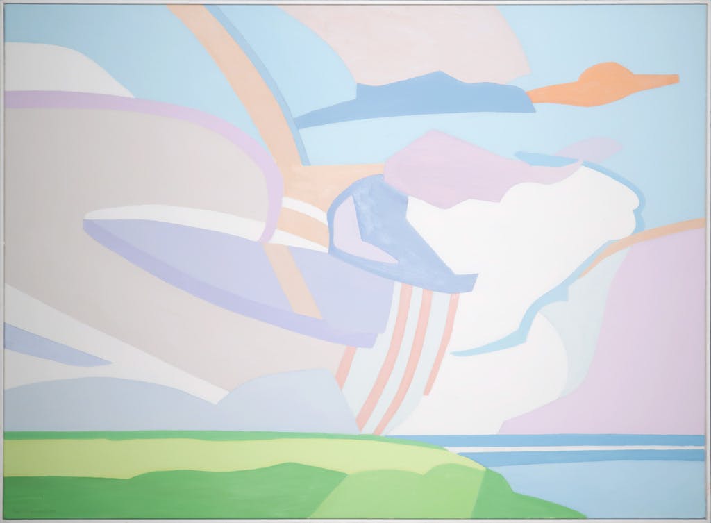 Paul Overhaus - Paul Overhaus: Olieverf op doek, Wolken boven Texel 2 - Ingelijst (Groot) verkocht voor € 1!