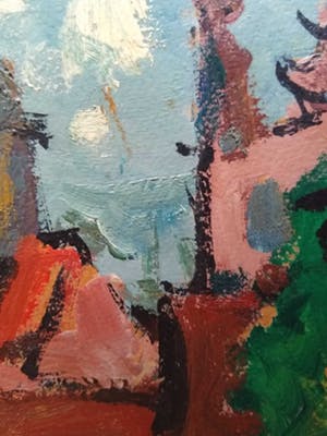 Niet of onleesbaar gesigneerd - Expressionistisch stadsgezicht te Amsterdam kopen? Bied vanaf 10!