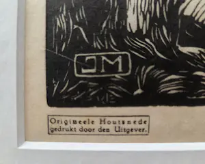 Jan Mankes - Melkster. Ingelijst. Houtsnede. kopen? Bied vanaf 179!