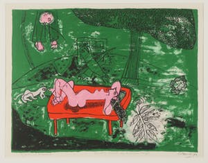 Corneille - Zeefdruk, Fenetre ouverte sur le divan rouge - Ingelijst kopen? Bied vanaf 300!