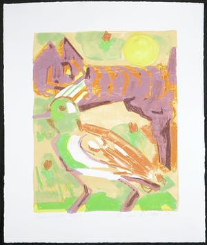Xandra Donders - Litho, Leeuwenpaar kopen? Bied vanaf 1!