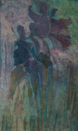 Gerda Spierenburg - Blauwe Iris -1978 - Batik op Zijde - BKR Haarlem kopen? Bied vanaf 20!