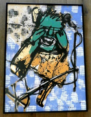 Herman Brood - ingelijste zeefdruk: De zanger - 1990 kopen? Bied vanaf 295!