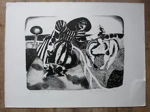 Henri de Haas - Litho: vrouw met hond VI - 1968 kopen? Bied vanaf 39!