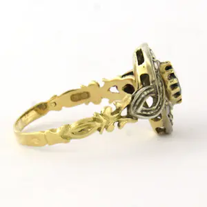 18k goud met zilveren ring met saffier en roos geslepen diamant tot. 0.03ct kopen? Bied vanaf 350!