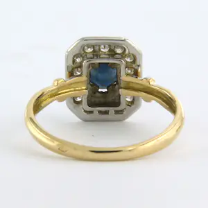 18k bicolour goud ring met saffier en single cut geslepen diamant - rm 16.25 kopen? Bied vanaf 200!