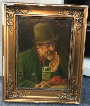 Niet of onleesbaar gesigneerd - c4421H2, portret van guitige man kopen? Bied vanaf 10!