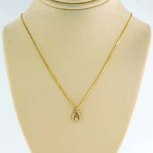 14k gouden collier met hanger bezet met briljant geslepen diamant tot. 0,07ct verkocht voor € 1!