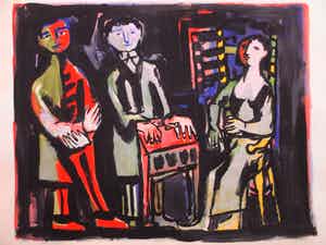 Dick Elffers - Drie musici - Olie / penseel verkocht voor € 75!