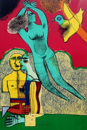 Corneille - Grote ingelijste litho - 1983 verkocht voor € 399!