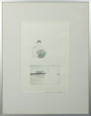 Niet of onleesbaar gesigneerd - Handgekleurde ets, Afscheid - Ingelijst kopen? Bied vanaf 1!